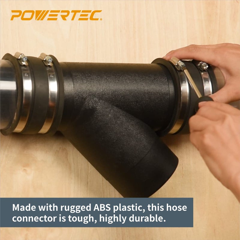POWERTEC موصل Y POWERTEC بقطر 4 بوصة لخرطوم جمع الغبار 4"، موصلات خرطوم جمع الغبار بقطر 4 بوصة لنظام جمع الغبار، عبوة واحدة (70106) - Image 3